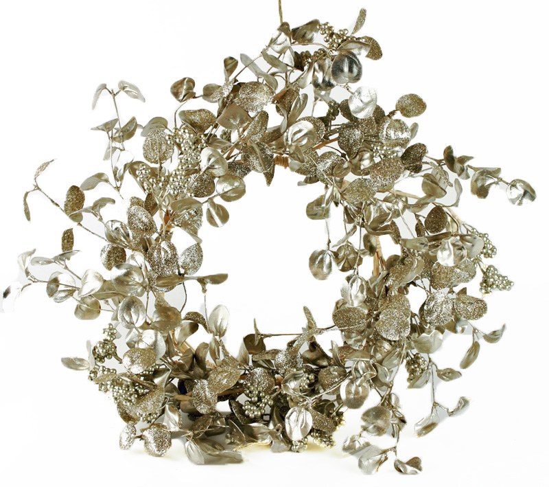 Picture of Glitter Christmas Door Wreath Champagne 24"